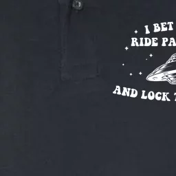 I Bet Aliens Ride Past Earth And Lock Teur Doors Softstyle Adult Sport Polo