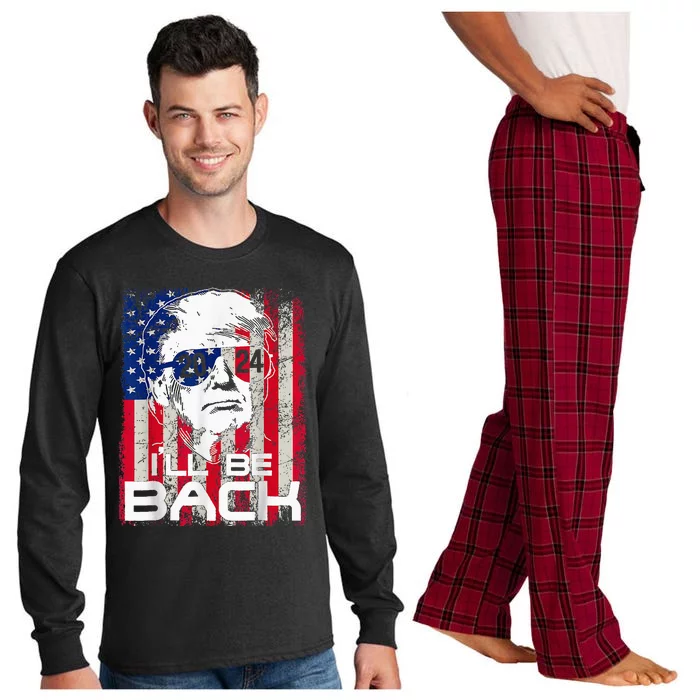 Ill Be Back Trump 2024 Vintage Donald Trump 4th Of July Long Sleeve Pajama Set