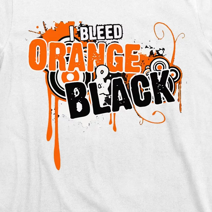 I Bleed Black & Orange Sports Team T-Shirt