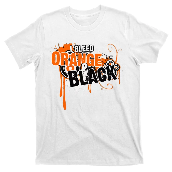 I Bleed Black & Orange Sports Team T-Shirt