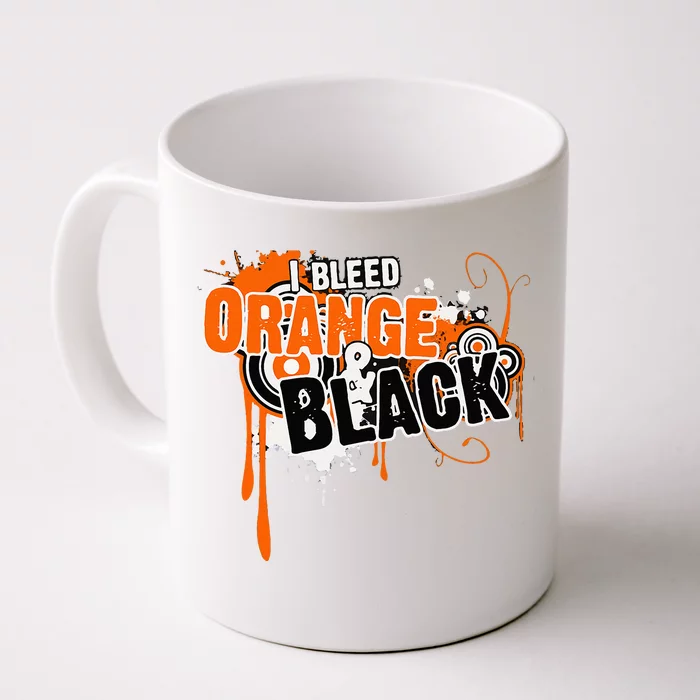 I Bleed Black & Orange Sports Team Front & Back Coffee Mug