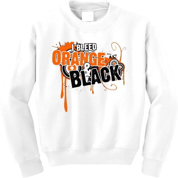 I Bleed Black & Orange Sports Team Kids Sweatshirt