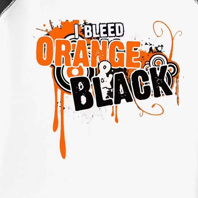 I Bleed Black & Orange Sports Team Infant Baby Jersey Bodysuit