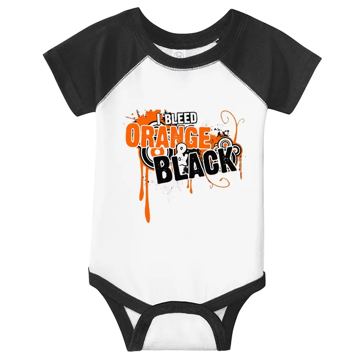 I Bleed Black & Orange Sports Team Infant Baby Jersey Bodysuit