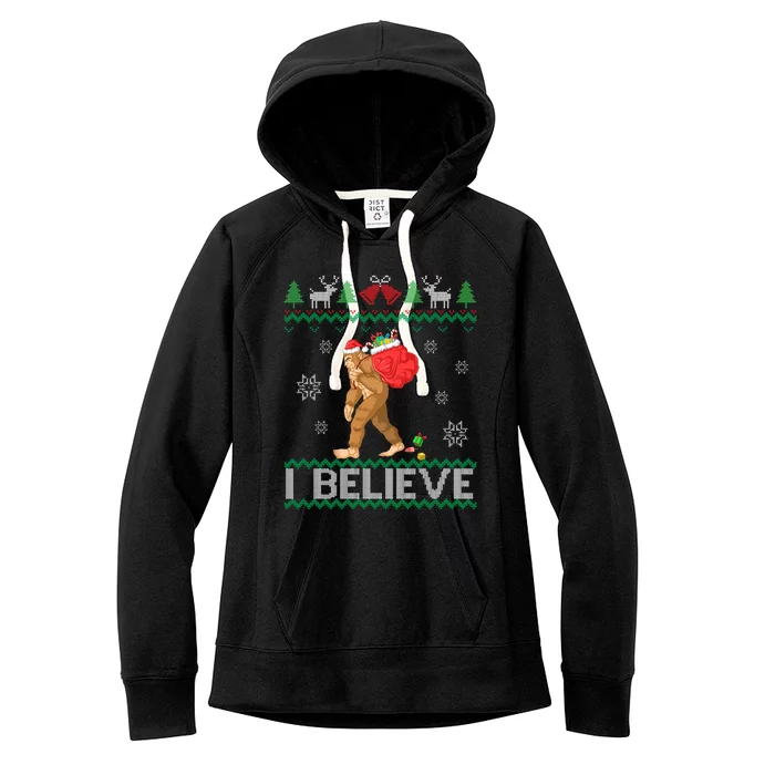 I Believe Bigfoot Christmas Women's Fleece Hoodie