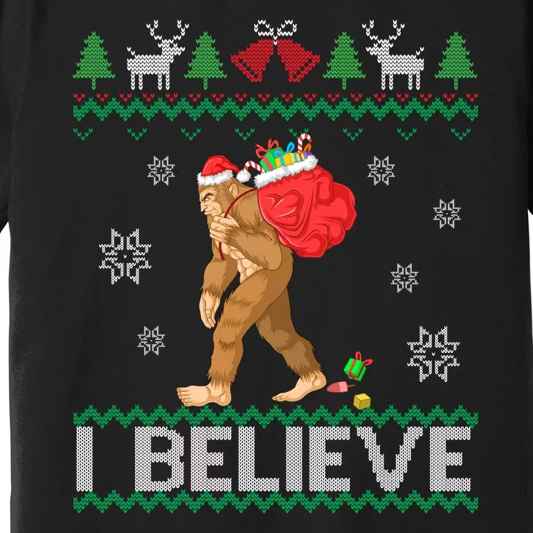 I Believe Bigfoot Christmas Premium T-Shirt