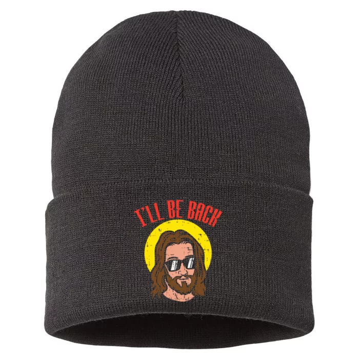 Ill Be Back Jesus Cool God Christ Religious Christian Gift Sustainable Knit Beanie