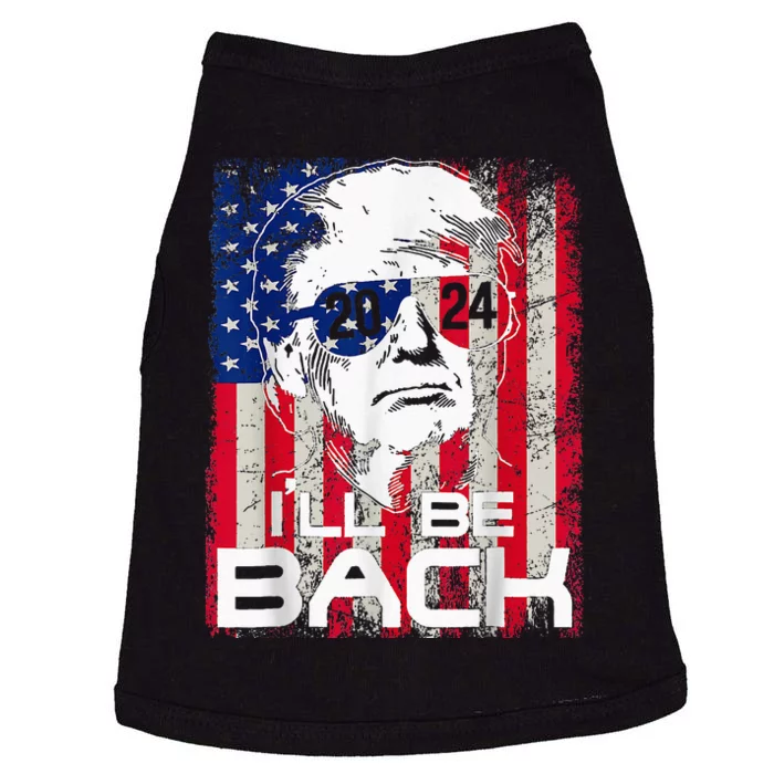 Ill Be Back Trump 2024 Vintage Donald Trump 4th Of July Doggie Tank