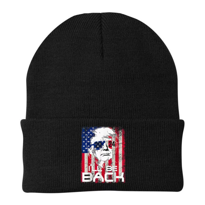 Ill Be Back Trump 2024 Vintage Donald Trump 4th Of July Knit Cap Winter Beanie