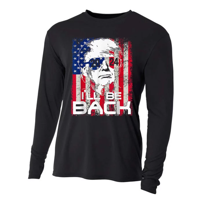 Ill Be Back Trump 2024 Vintage Donald Trump 4th Of July Cooling Performance Long Sleeve Crew