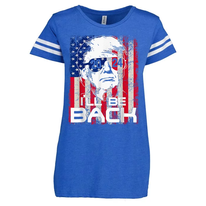 Ill Be Back Trump 2024 Vintage Donald Trump 4th Of July Enza Ladies Jersey Football T-Shirt