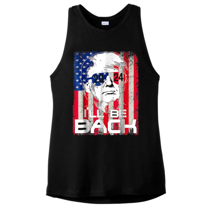 I'll Be Back Trump 2024 Vintage Donald Trump 4th Of July Ladies Tri-Blend Wicking Tank