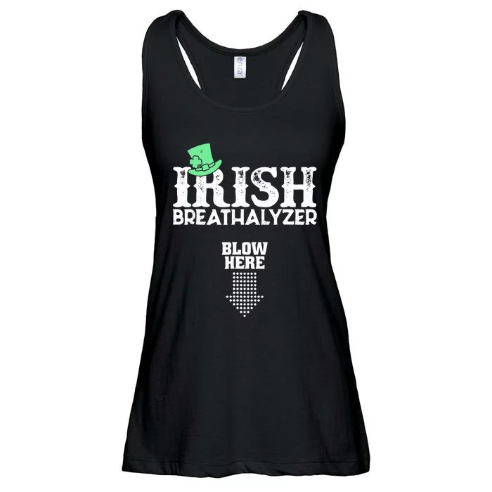 Irish Breathalyzer Blow Here St Patrick's Day Drink Funny Ladies Essential Flowy Tank