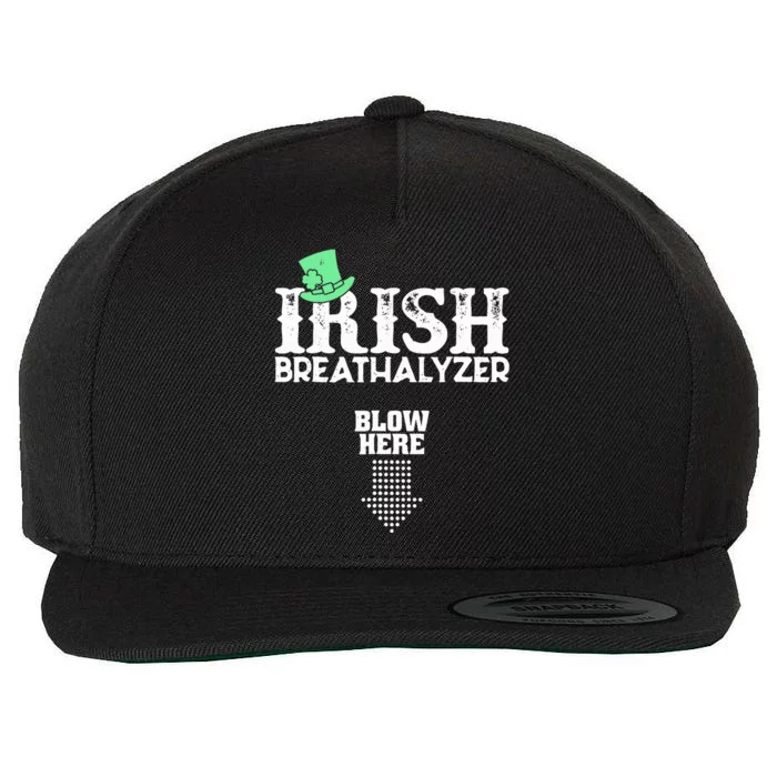 Irish Breathalyzer Blow Here St Patrick's Day Drink Funny Wool Snapback Cap