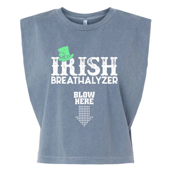 Irish Breathalyzer Blow Here St Patrick's Day Drink Funny Garment-Dyed Women's Muscle Tee