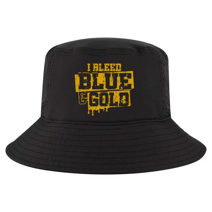 I Bleed Blue And Gold Game Day Group School Football Sports Cool Comfort Performance Bucket Hat