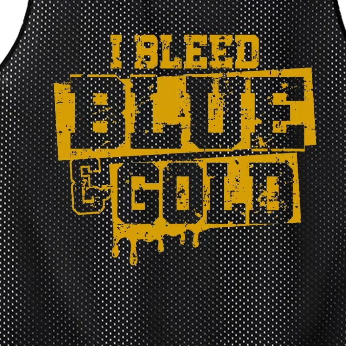 I Bleed Blue And Gold Game Day Group School Football Sports Mesh Reversible Basketball Jersey Tank