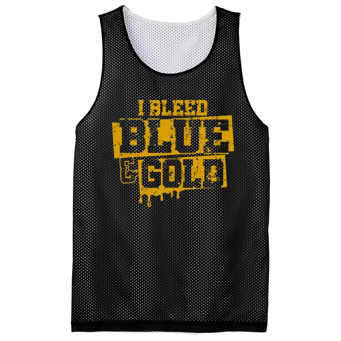 I Bleed Blue And Gold Game Day Group School Football Sports Mesh Reversible Basketball Jersey Tank