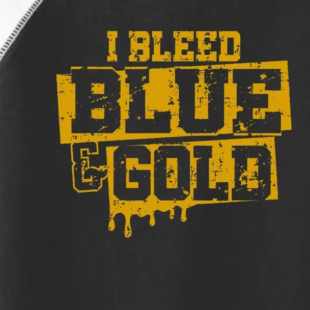 I Bleed Blue And Gold Game Day Group School Football Sports Toddler Fine Jersey T-Shirt