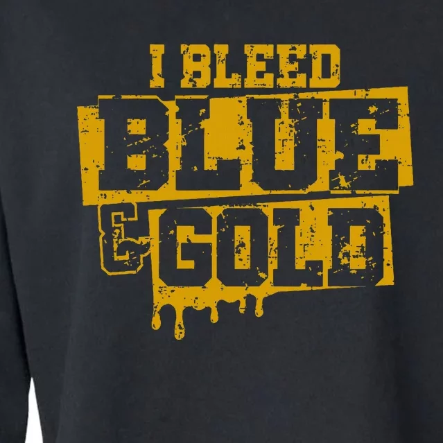 I Bleed Blue And Gold Game Day Group School Football Sports Cropped Pullover Crew