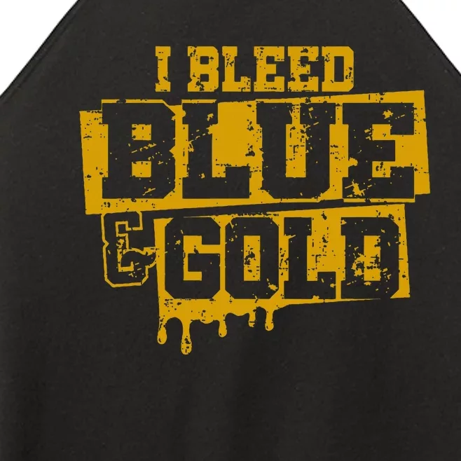 I Bleed Blue And Gold Game Day Group School Football Sports Women’s Perfect Tri Rocker Tank