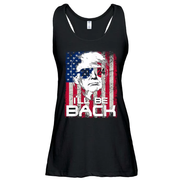 I'll Be Back Trump 2024 Vintage Donald Trump 24 Support Ladies Essential Flowy Tank