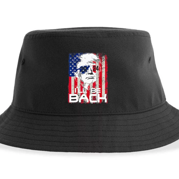 I'll Be Back Trump 2024 Vintage Donald Trump 4th of July Sustainable Bucket Hat