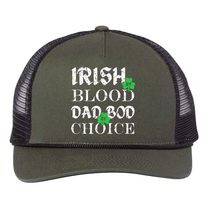 Irish By Blood Dad Bod By Choice St Patricks Day Men Retro Rope Trucker Hat Cap