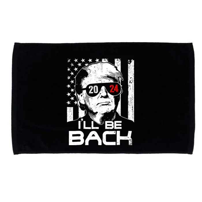 ILl Be Back Trump 2024 Vintage Donald Trump 4th Of July Microfiber Hand Towel