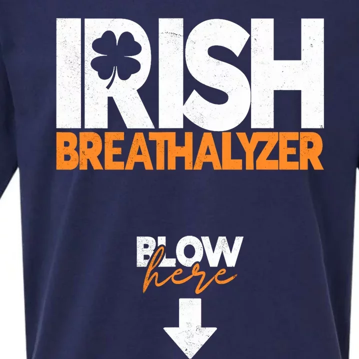 Irish Breathalyzer Blow Here Funny St Patricks Day Drinking Sueded Cloud Jersey T-Shirt