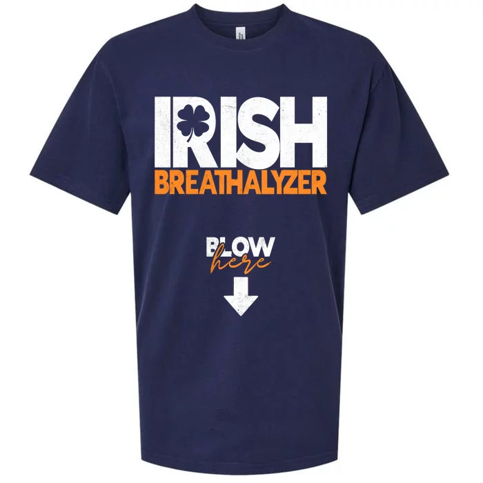 Irish Breathalyzer Blow Here Funny St Patricks Day Drinking Sueded Cloud Jersey T-Shirt