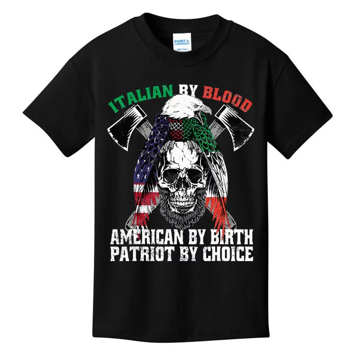 Italian By Blood American By Birth Patriot By Choice Eagle Kids T-Shirt