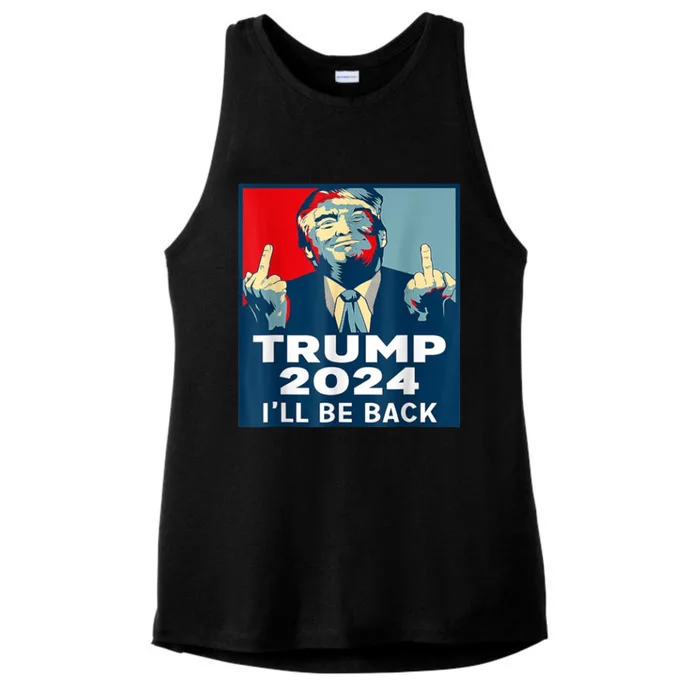 ILl Be Back Trump 2024 Vintage Donald Trump 4th Of July Ladies Tri-Blend Wicking Tank