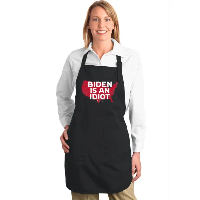 Impeach Biden Biden Is An Idiot Antibiden 8646 Usa Full-Length Apron With Pocket