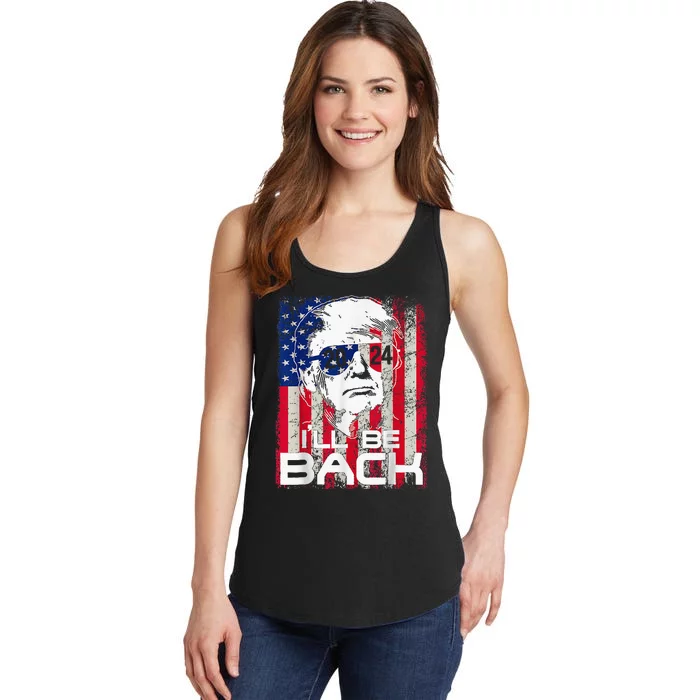 Ill Be Back Trump 2024 Vintage Donald Trump 4th Of July Ladies Essential Tank