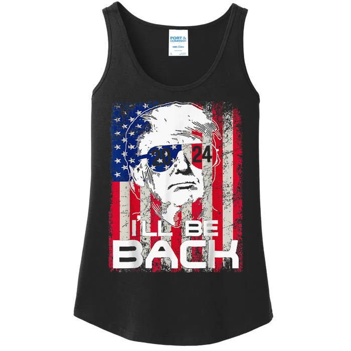 Ill Be Back Trump 2024 Vintage Donald Trump 4th Of July Ladies Essential Tank