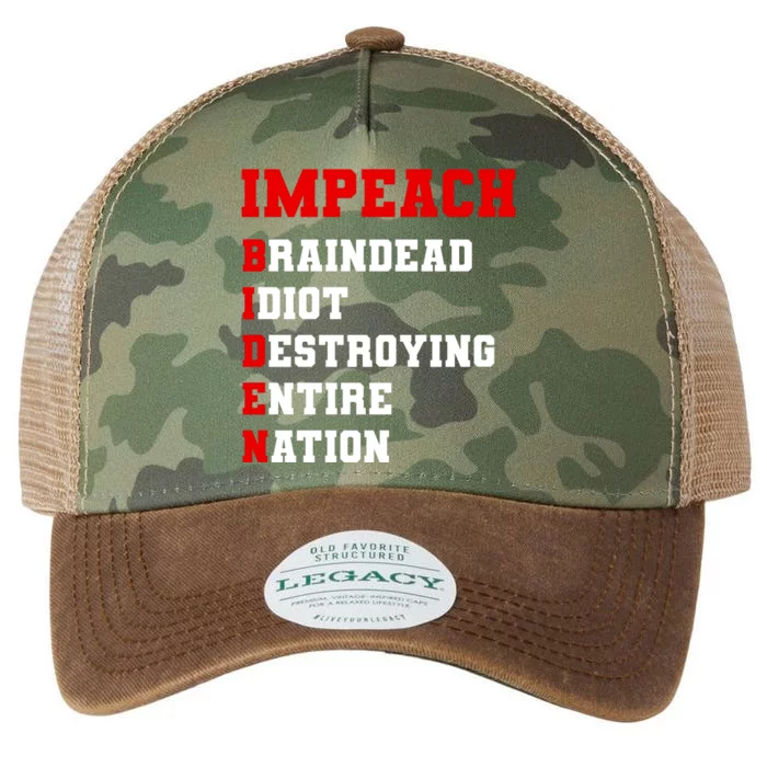 Impeach Biden Braindead Idiot Anti Joe Biden Legacy Tie Dye Trucker Hat