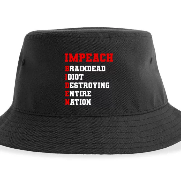 Impeach Biden Braindead Idiot Anti Joe Biden Sustainable Bucket Hat