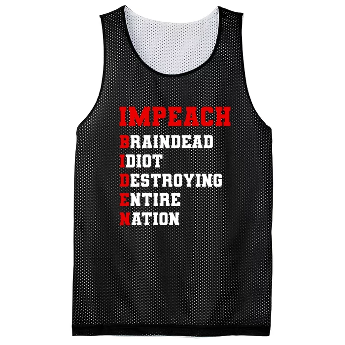 Impeach Biden Braindead Idiot Anti Joe Biden Mesh Reversible Basketball Jersey Tank