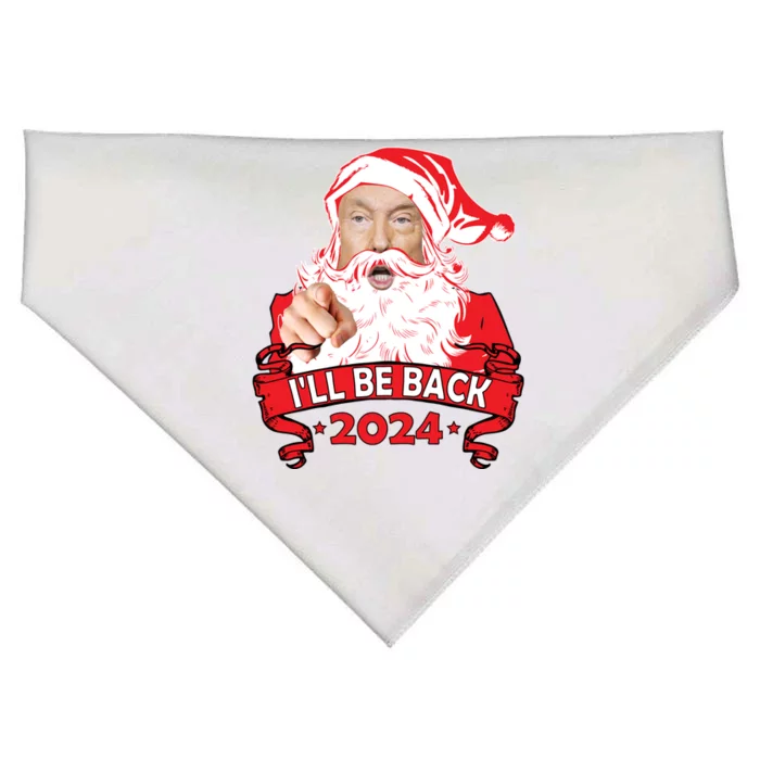 I'll Be Back 2024 Funny Trump 2024 Santa Christmas Xmas Cute Gift USA-Made Doggie Bandana