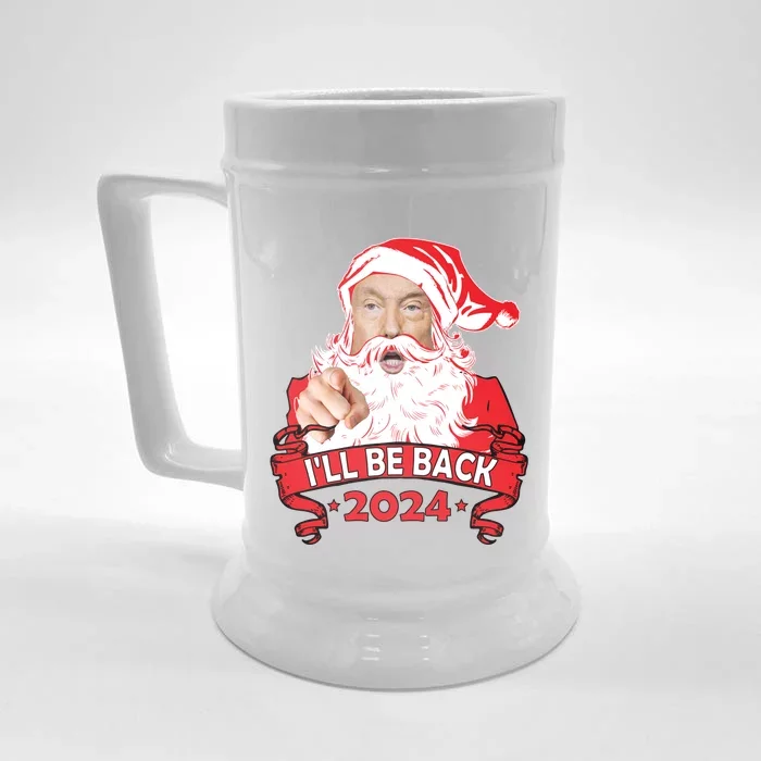 I'll Be Back 2024 Funny Trump 2024 Santa Christmas Xmas Cute Gift Front & Back Beer Stein