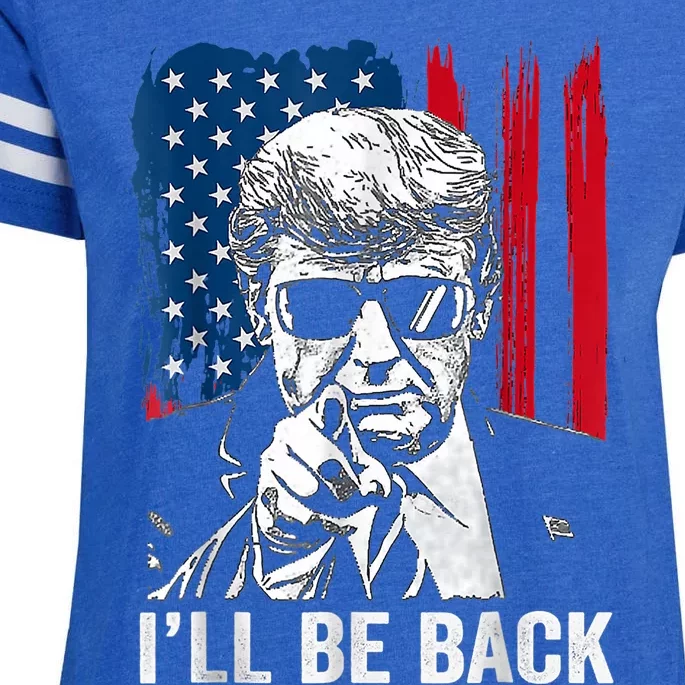 Ill Be Back Trump 2024 Patriotic 4th Of July American Flag Enza Ladies Jersey Football T-Shirt