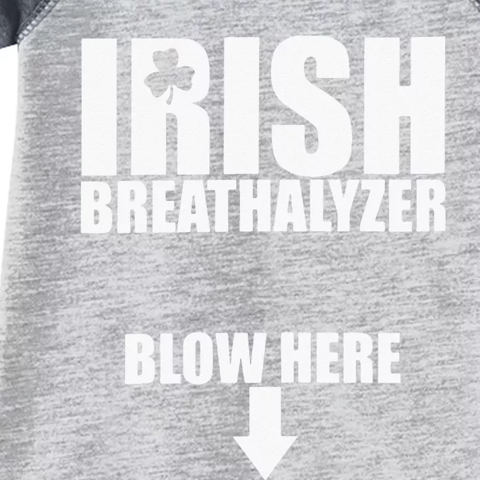 Irish Breathalyzer Blow Here funny patrick's day Infant Baby Jersey Bodysuit