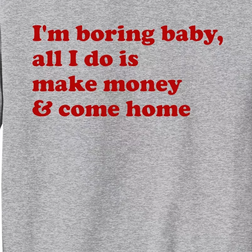 IM Boring Baby All I Do Is Make Money And Come Home Tall Sweatshirt