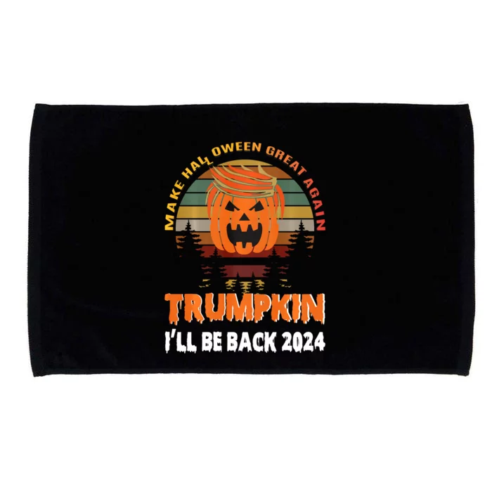 Ill Be Back Trump 2024 Halloween Trumpkin Vintage Usa Funny Microfiber Hand Towel