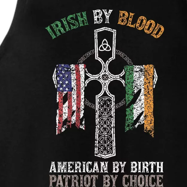 Irish By Blood American By Birth Patriot By Choice Ladies Tri-Blend Wicking Tank