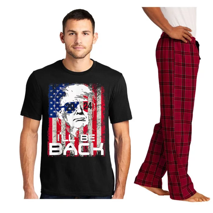 Ill Be Back Trump 2024 Vintage Donald Trump 4th Of July Pajama Set