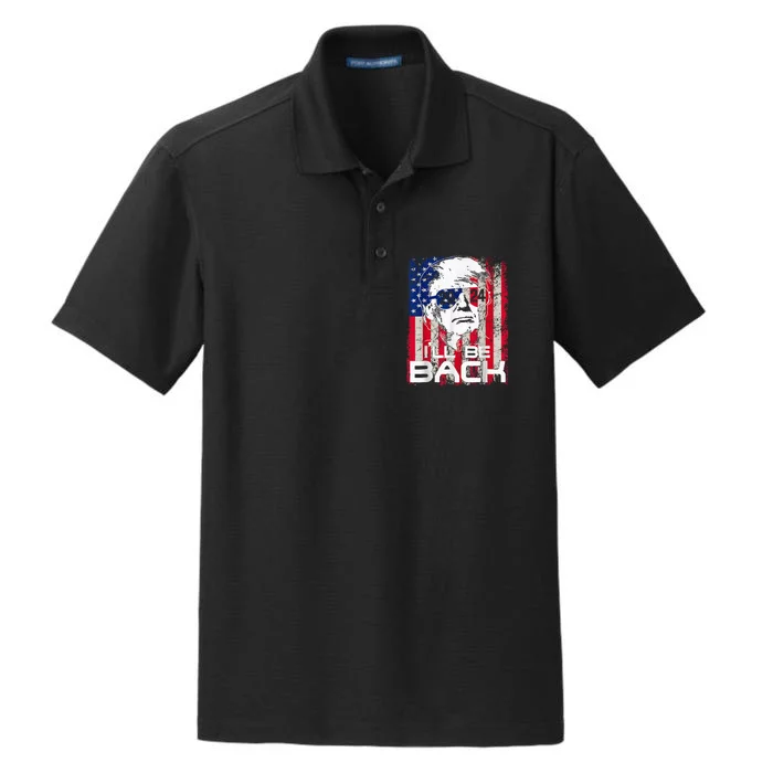 Ill Be Back Trump 2024 Vintage Donald Trump 4th Of July Dry Zone Grid Performance Polo