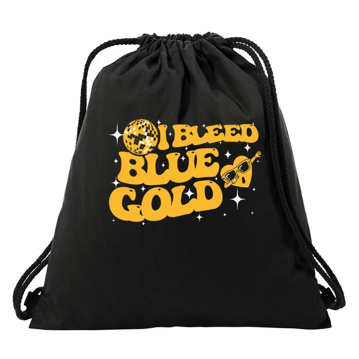 I Bleed Blue & Golds Back To School Game Sport Spirit Drawstring Bag