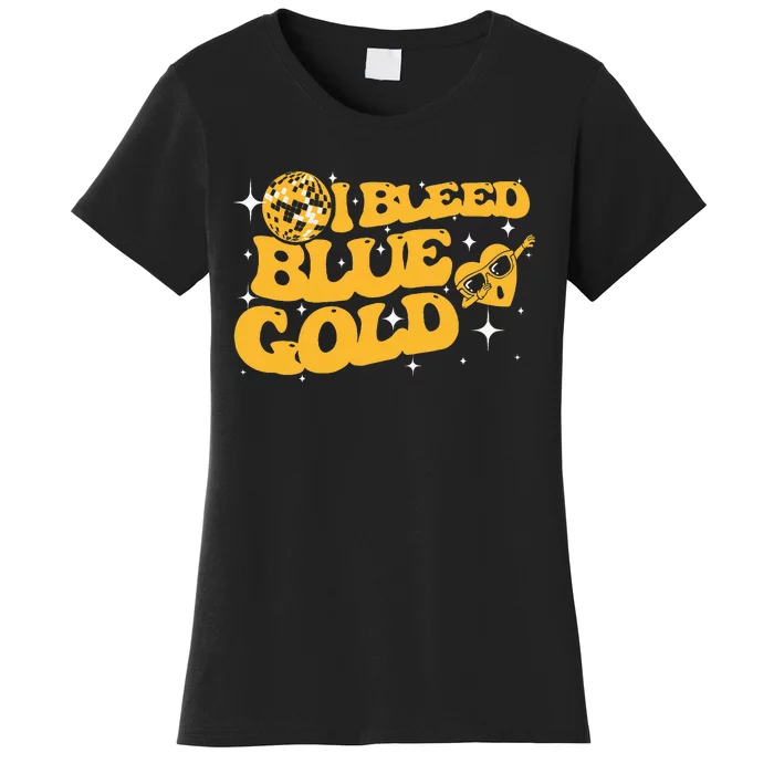 I Bleed Blue & Golds Back To School Game Sport Spirit Women's T-Shirt